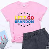 Let's Go Brandon T Shirt Printed Short-Sleeved T-shirt Women's Loose Cotton Top