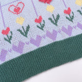 Men Sweater Vest Love Jacquard Color Matching Sweater Vest Loose V-neck Sleeveless Sweater Waistcoat