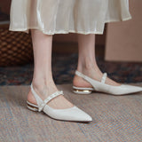 Flat Dress Sandals Spring/Summer Pointed Pearl Back Sandals