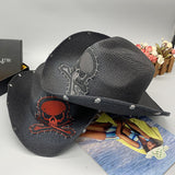 Cowgirl Hats Skull Cowboy Hat Sun-Proof Straw Hat Rivet Men's and Women's Holiday Hat