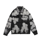 Men Denim Coat Jean Jackets Gradient Tie-Dye Washed Do the Old Cowboy Coat Men Loose Lapels Denim Clothes Jacket