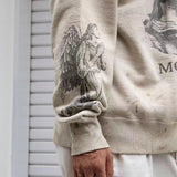 Saint Michael Hoodie Heavy round Neck Sweater Distressed Graffiti Destroyed Retro