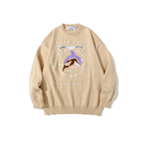 Mens Fall Outfits Love Letter Graffiti Couple Knitted Pullover Top Loose Hanging Shoulder Sweater