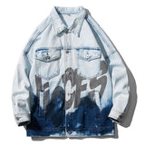 Denim Varsity Jacket Spring Gradient Denim Jacket Men's Loose Personality plus Size Jacket