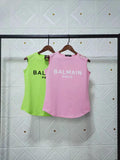 T Shirt Balmain Spring/Summer Flocking Letter round Neck Sleeveless Vest T-shirt for Women