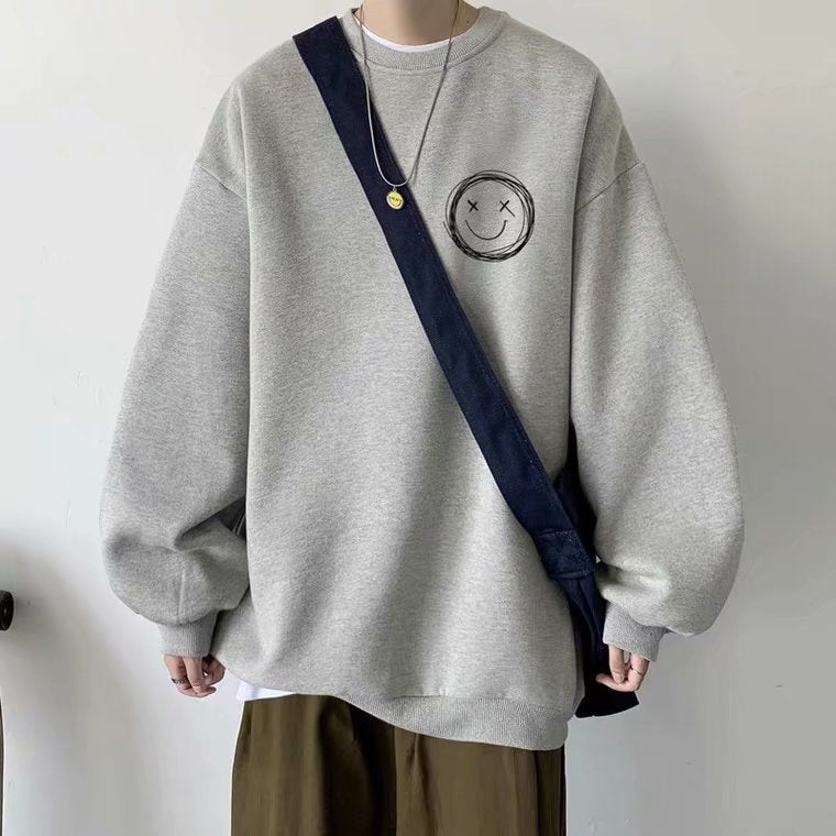 Men Sweatshirts round-Neck Non-Hoodie Sweater Men's Spring and Autumn Loose