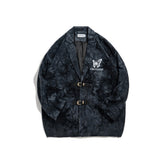 Men's Casual Suit Man Blzer Vintage Butterfly Embroidered Blazer Men's Loose Lapels Corduroy Jacket Suit