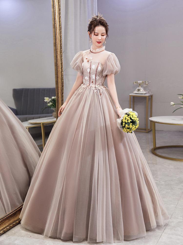 Women's Evening Dress Ball Gown Princess Quinceanera Wedding Dresses Theme Costume Solo Tulle Tutu Dress Banquet Host Long Evening Dress
