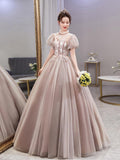 Women's Evening Dress Ball Gown Princess Quinceanera Wedding Dresses Theme Costume Solo Tulle Tutu Dress Banquet Host Long Evening Dress