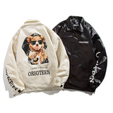 The Bears Varsity Jacket Autumn Back Cool Bear Printing Lapel Jacket Men's Casual Jacket