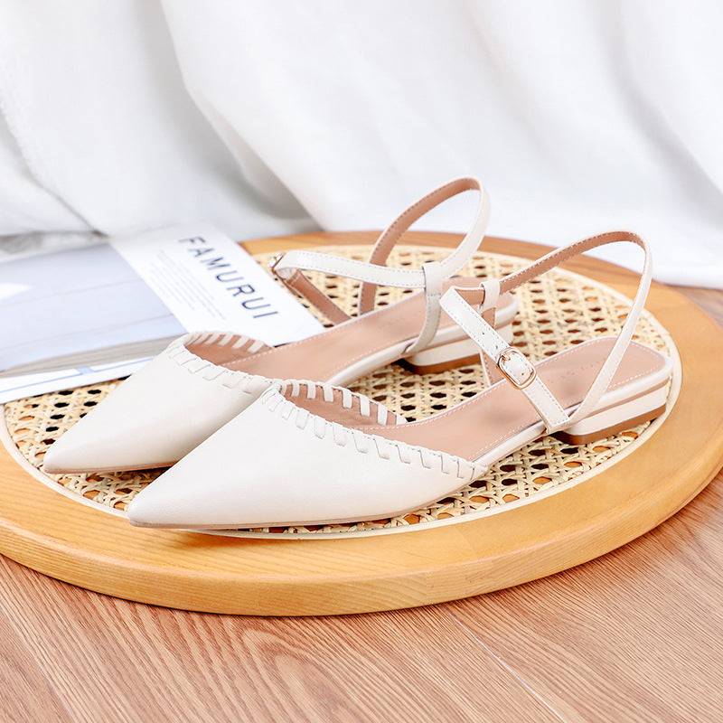 Nude Block Heels Closed Toe Sandals Women's Chunky Heel Spring Shoes