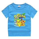Children Pokemon Pikachu T Shirt Cotton Short Sleeve round Neck T-shirt Sports Casual Cute