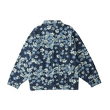 Men Denim Coat Jean Jackets High Street Vintage Floral Full Printed Denim Jacket Men's Loose Street Lapel Casual Jacket