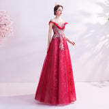 Women'S Evening Dress Ball Gown Princess Quinceanera Wedding Dresses Elegant Wedding Starry Sky Red Evening Dress