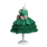 Toddler Girls Sequin Gown Dress Net Yarn Cake Skirt Bow One Year Old Celebration Dress Baby Girl Dress