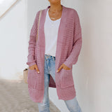 Women Fall Outfits Mid-Length Autumn and Winter Sweater Women Loose Long Sleeve Knitted Coat