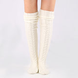 Winter Thick Knit Thigh High Socks Long Stockings Boot Autumn and Winter Knitting over the Knee Stockings