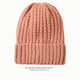 Toboggan Hat Knitted Woolen Cap Women's Autumn and Winter Earflaps Warm
