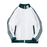 White Varsity Jacket Men's Autumn Youth Sportswear Student Three Bars Baseball Uniform Casual Jacket
