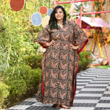 Nina Parker Black Dress Batwing Sleeve Gown Printed Dress Muslim Robe
