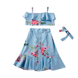 Girl Dress Summer Ruffles Sling A- Line An Embroidered Dress