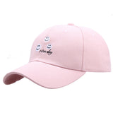 Smiley Face Cap Hat New Spring/Summer Korean Smiley Embroidered Sun Protection Baseball Cap Cute Hat Sun Hat for Male and Female Students