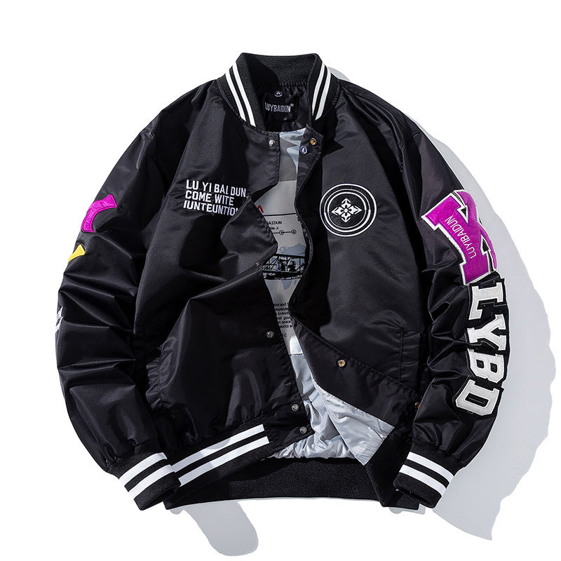 Orange Varsity Jacket Baseball Uniform Men's Spring Thin Hooded Hiphop Couple Coat Jacket