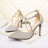 Nude Block Heels Closed Toe Sandals Stiletto Women's Shoes
