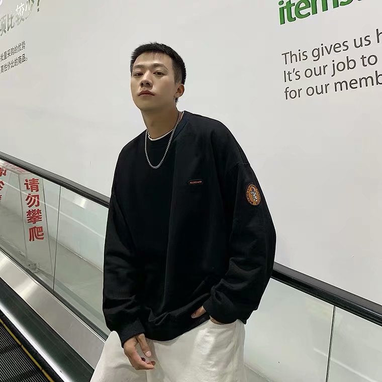 Men Sweatshirts Sweater Men's round Neck Spring and Autumn Loose Boys