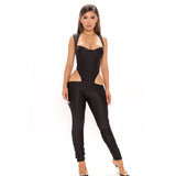 Summer Solid Color Stitching Sleeveless Sexy Tight Trousers Jumpsuit