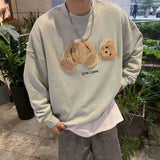 Palm Angels Sweatshirts Angel Broken Bear Embroidered Crew Neck Loose Coat