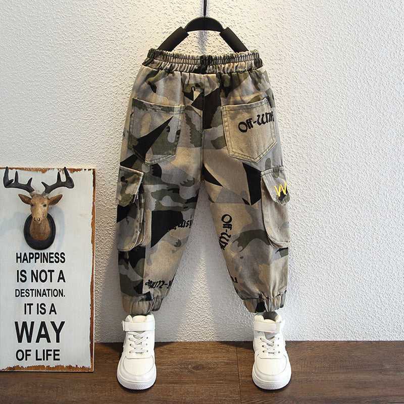 Toddler Boys Pants Boys Spring Children Camouflage Cargo Pants Leisure
