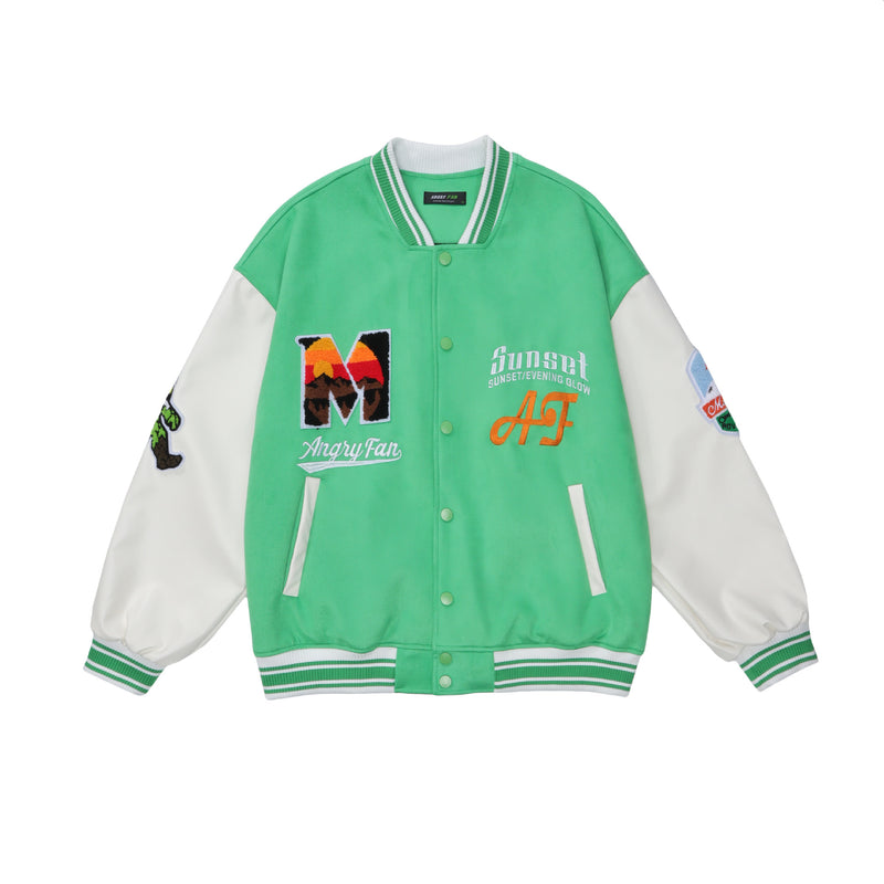 Bone Varsity Jacket Stitching Baseball Uniform Embroidered Jacket Men and Women Casual