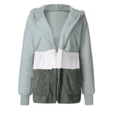 Women Winter Coats Women's Jacket Long-Sleeved Hooded Contrast Color Loose Women's Wear Coat