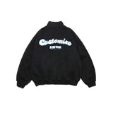 Baby Blue Varsity Jacket Embroidered Long Sleeve Baggy Coat Men