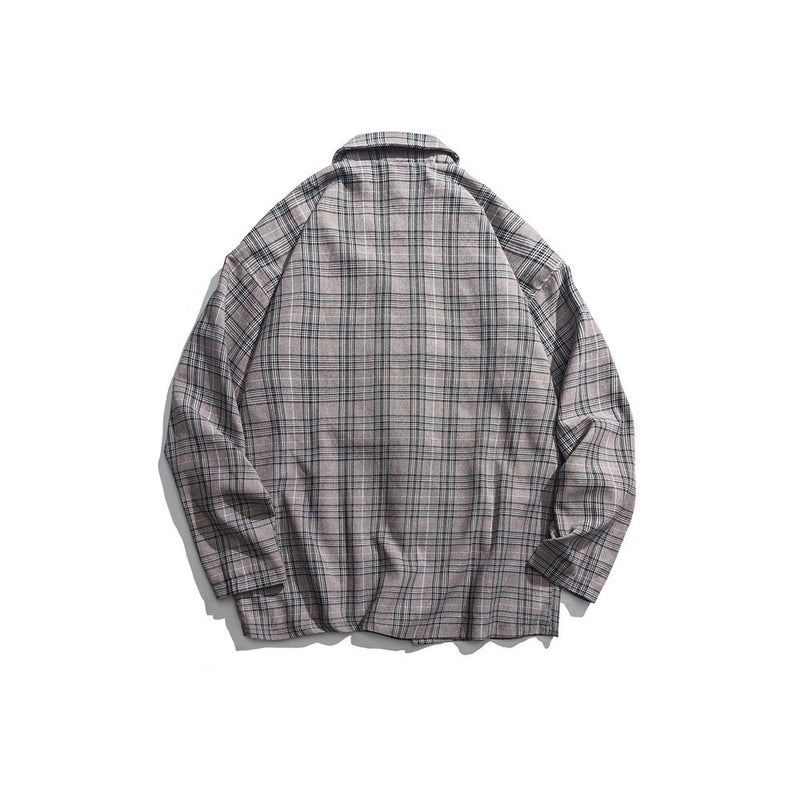 Men's Casual Suit Man Blazer Tooling Style Vintage Plaid Leisure Suit Men's Loose Lapels Suit Jacket