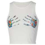 Maddy Euphoria Outfits Women's Summer round Neck Pullover Sleeveless Printed