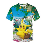 Men and Women Pokemon Pikachu T Shirt 3D Digital Printing Men's round Neck Short Sleeve T-shirt