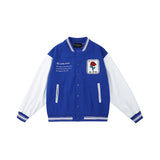 Green Varsity Jacket Autumn and Winter Flocking Embroidered Baseball Uniform Jacket Men and Women Street Stitching Jacket