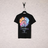 Shark Print T Shirt Camouflage Letter Print Short-Sleeve T-Shirt