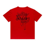 Amiri T Shirt Angel Sketch Printed Casual Hip Hop Short Sleeve T-shirt