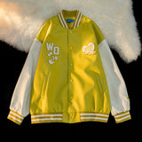 Baby Blue Varsity Jacket Baggy Coat Men's and Women's Jacket Autumn Baseball Uniform