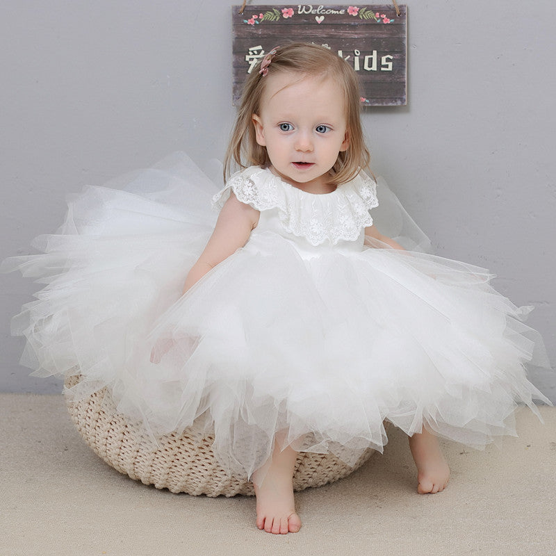 Princess Charlotte Flower Girl Dress Baby and Infant Wedding White Birthday Dress