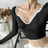 Music Festivals Rave Outfits Girls Tops Fall Women's Clothing Fashion Long Sleeve Sexy T-shirt
