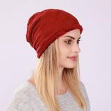 Women Winter Hats Men and Women Sleeve Cap Autumn and Winter Knitting Checkered Month Warm Wool Hat