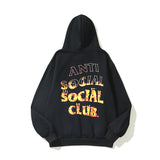 Anti Social Club Hoodie Fall/Winter Velvet Padded Hooded Sweatshirt Hip Hop Loose