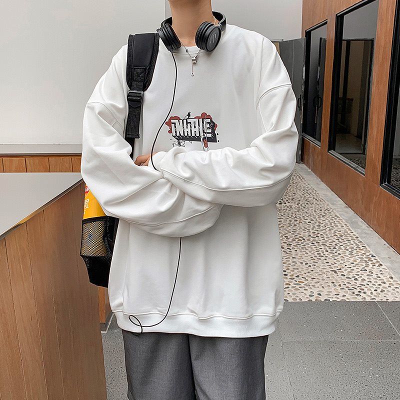 Men Sweatshirts Spring and Autumn Long-Sleeved T-shirt Men's round Neck Sweater Loose