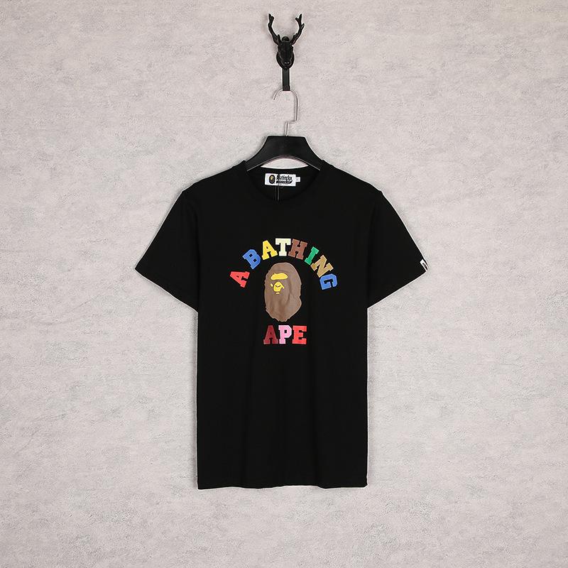 Shark Print T Shirt Spring And Summer Ape Head Color Letter Print Short-Sleeve Loose Couple Casual T-Shirt