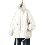 Women Winter Coats Puffer Jacket Down Coat Winter Loose Down Jacket Women Stand Collar Drawstring At Hem Down Jacket