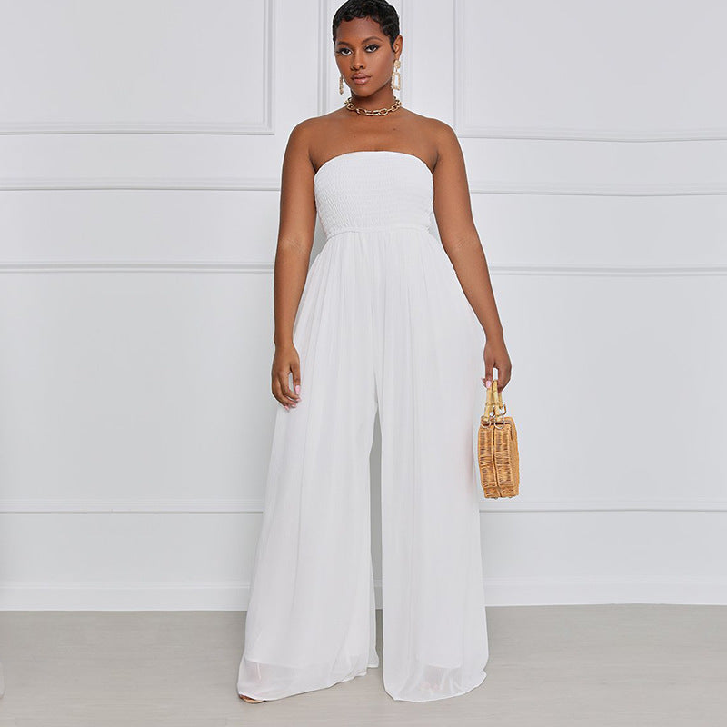 Wide Leg Summer Chiffon High Waist Jumpsuit Pants Women's Jumpsuit Summer Jumpsuit